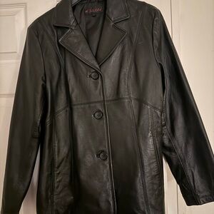 Women black leather jacket size M